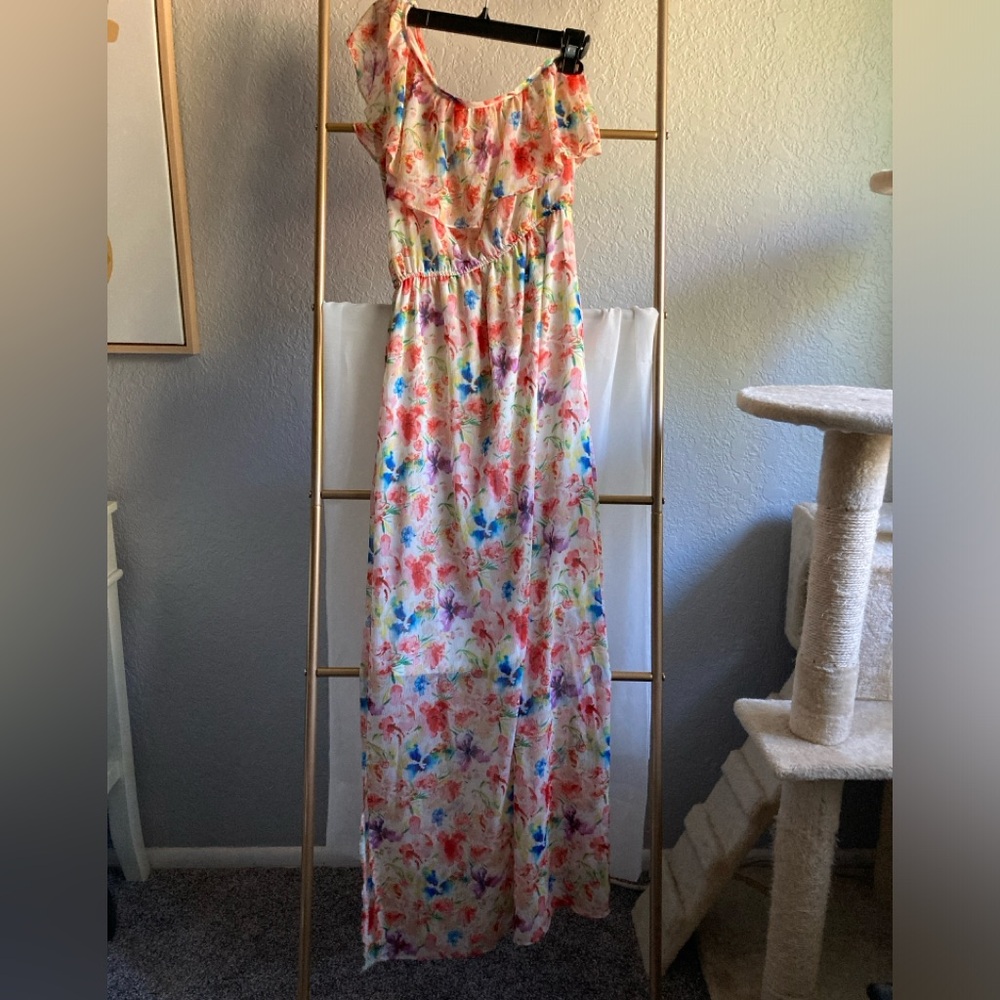 New Skies Are Blue one shoulder maxi dress